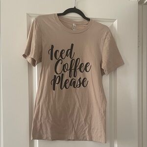 Tan Graphic Tee with Black Text